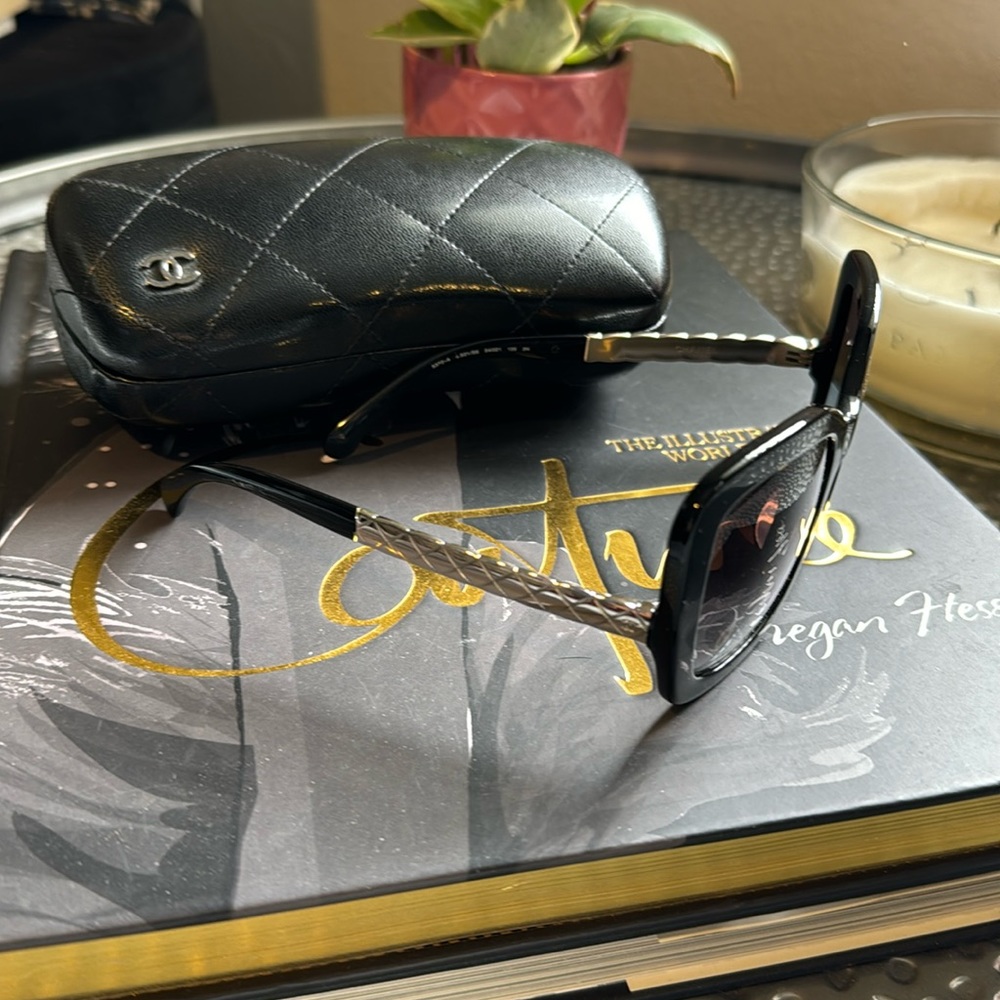 Beautiful black with silver side trim Chanel sunglasses